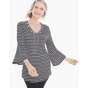 Chico's Striped Necklace Top size 1